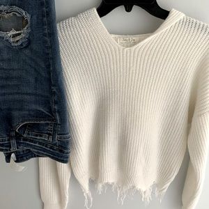 Hooded White Sweater